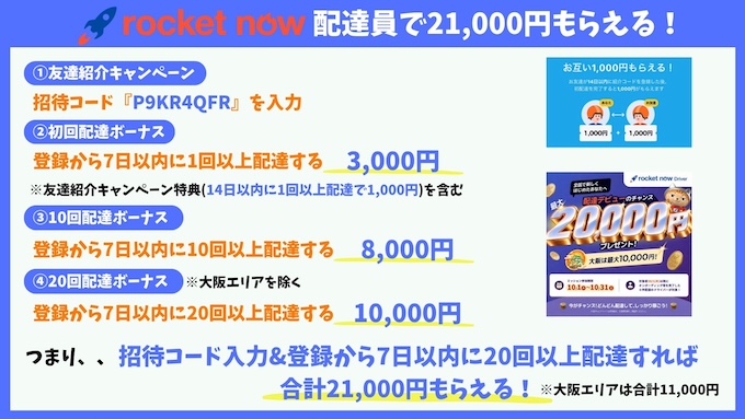 ロケットナウ配達員新規登録キャンペーン【26年10月〜】